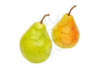 Two fresh pears isolated on white.