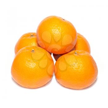 Group of orange mandarins isolated on white.