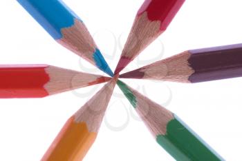 Colored pencils isolated on the white background