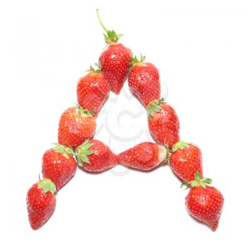 Strawberry health alphabet- letter A with white isolation