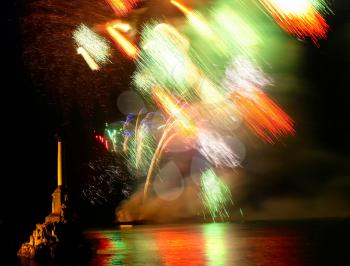 Salute, fireworks above the Sevastopol bay.