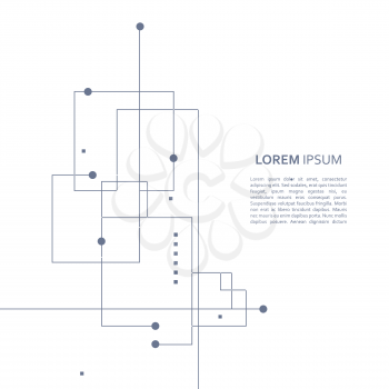 Wireframe element with abstract figure. Connected lines and dots. Vector Illustration.