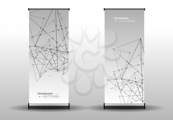 Vector template banner network technology and medical background. Polygonal space design with connecting dots and lines.