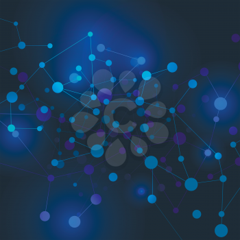 Abstract technology network concept on blue background.