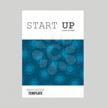 Brochure creative design with hexagon pattern.