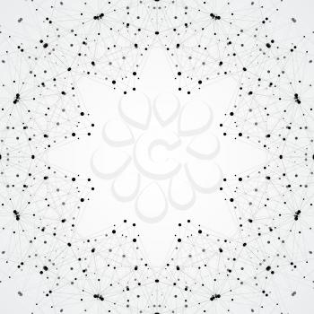 Modern connected background with geometric shapes lines and dots.