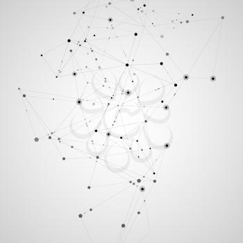 Connect polygonal network background. Lines and dots science pattern.
