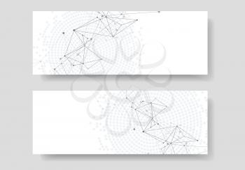 Abstract geometric background with connected lines and dots. Technology vector banner cover design.