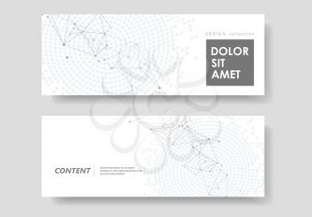 Abstract geometric background with connected lines and dots. Technology vector banner cover design.