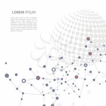 Vector molecule connect with halftone planet.