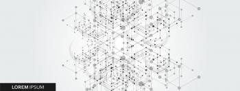 Geometric hexagon connect with connected line and dots. Simple technology graphic background. Vector banner design.