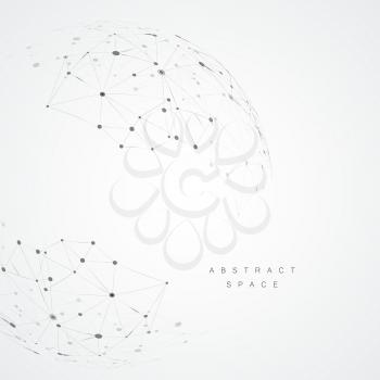 Abstract design with compound lines and dots. Vector connect background.