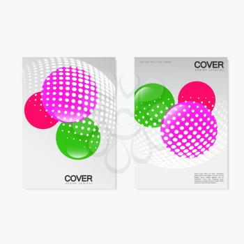 Colorful brochure design template. Vector illustration with circles, halftone and line style.