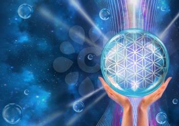 Flower of life. Sacred geometry. Lotus flower. Pattern of Creation, represents the concentration of energy potential.