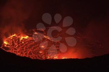 Mouth of the volcano with magma. Molten magma in the muzzle.