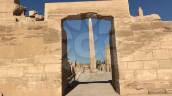 Buildings and columns of ancient Egyptian megaliths. Ancient ruins of Egyptian buildings