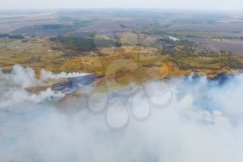 Forest fire, smoke of the surrounding area. smoke and fire.