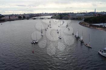 St. Petersburg, Russia - July 24, 2017: Festival of yachts in St. Petersburg on the river neve. Sailing yachts in the river.