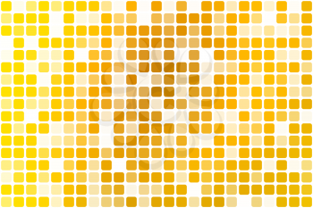 Bright golden yellow occasional opacity vector square tiles mosaic over white  background   