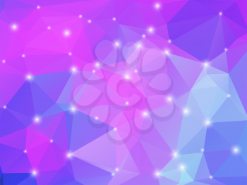 Purple pink blue abstract low poly geometric background with defocused lights