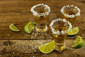 Tequila with lime and salt. Tequila. Tequila shot. Alcohol  drink