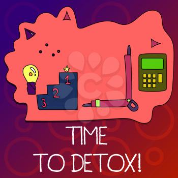 Text sign showing Time To Detox. Business photo text when you purify your body of toxins or stop consuming drug Set of Professional Goal Icons for Planning, Advancement and Recognition