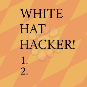 Word writing text White Hat Hacker. Business photo showcasing Computer security expert specialist in penetration testing Geometrical Blank Color Diamond Shape in Diagonal Seamless Pattern