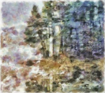 Impressionism modern. Forest in muted colors.
