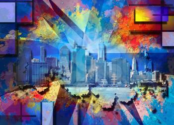 New York Skyline Modern Art Background
