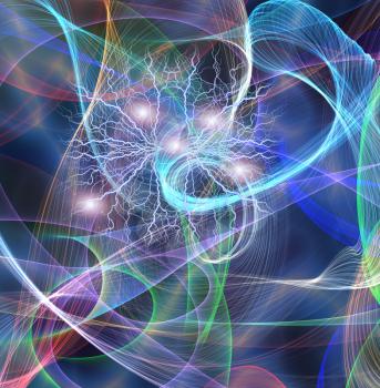 Beautiful Flowing Light Abstract with Energy Sparks