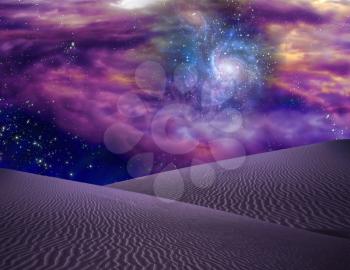 Sands of Erudin. Galaxy in deep purple sky