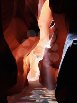 Flooded slot canyon. 3d rendering.