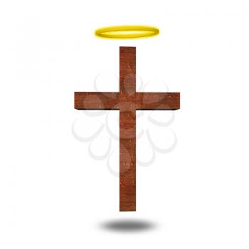 Cross with halo. 3D rendering
