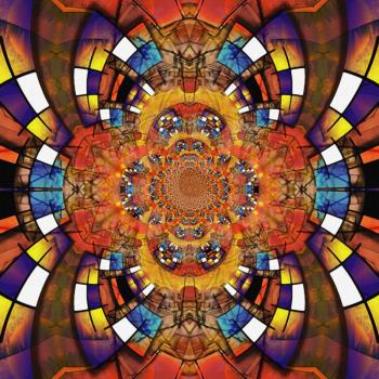 Colorful geometric fractal. Kaleidoscope background. 3D rendering