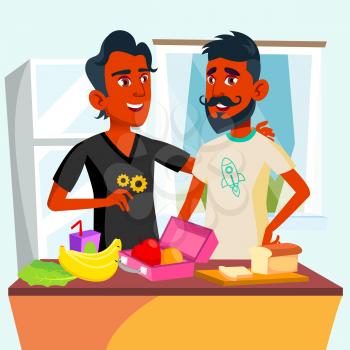 Royalty-Free Image Cooking Food Together In Kitchen Vector. Illustration