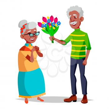 Elderly Couple Vector. Modern Grandparents. Elderly Family. Grey-haired Characters. Isolated Flat Cartoon Illustration