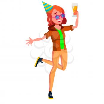 Teen Girl Poses Vector. Friendly, Cheer. For Banner, Flyer, Brochure Design. Isolated Cartoon Illustration