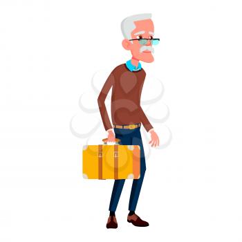 Old Man Poses Vector. Elderly People. Senior Person. Aged. Funny Pensioner. Leisure. Postcard, Announcement, Cover Design. Isolated Cartoon Illustration
