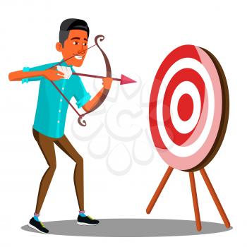 Business Purpose, Manager Shooting At The Target Vector. Illustration