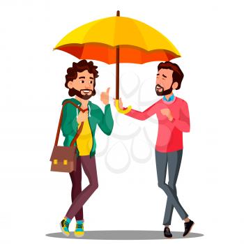 Client Insurance Cover, Office Worker Holding An Umbrella Over Head A Happy Client Vector. Illustration