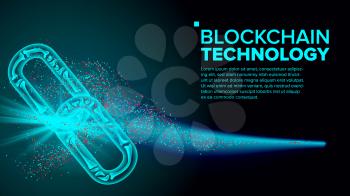 Blockchain Vector. E-commerce Business Management. Blockchain Hyperlink Symbol. Technology Background Illustration