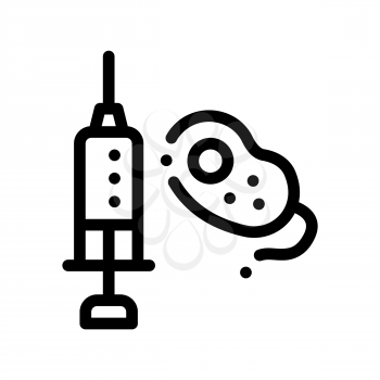 Injection And Bacterium Vector Sign Thin Line Icon. Pathogen Bacteria And Healthy Injection Linear Pictogram. Chemical Microbe Type Infection Microorganism Contour Monochrome Illustration