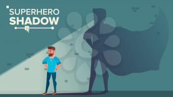 Businessman Superhero Shadow Vector. Successful Superhero Businessman. Achievement Victory. Motivation, Leadership, Challenge Concept. Cartoon Illustration