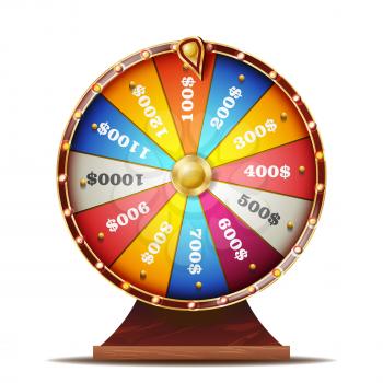 Fortune Wheel Vector. 3d Object. Win Fortune Roulette. Colorful Wheel. Isolated On White Illustration