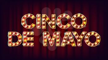 Cinco De Mayo Poster Vector. Carnival Glowing Lamps. For Night Party Poster Design. Illustration