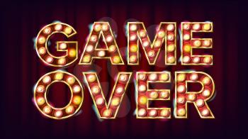 Game Over Banner Vector. Casino 3D Glowing Element. For Slot Machines, Card Games Design. Illustration