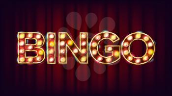 Bingo Banner Vector. Casino Glowing Lamps. For Fortune Advertising Design. Illustration