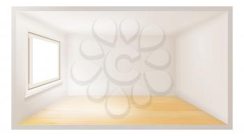 Empty Room Vector. Empty Wall. Sunlight Falling Down. Architecture Background. Living Room. 3d Realistic Illustration