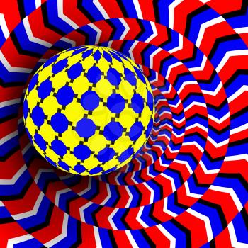 Illusion Vector. Optical 3d Art. Rotation Dynamic Optical Effect. Psychedelic Swirl Illusion. Deception, Deceptive. Geometric Magic Background Illustration