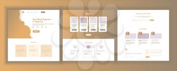 Main Web Page Design Vector. Website Business Screen. Landing Template. Innovation Idea. Engineer Device. Money Pay. Workflow Organisation. Illustration
